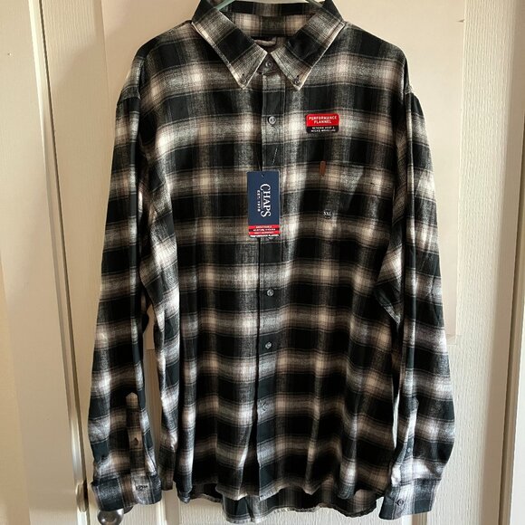 Chaps Shirt Mens XX Large Plaid Performance Flannel Button Down New $55. - Picture 1 of 12